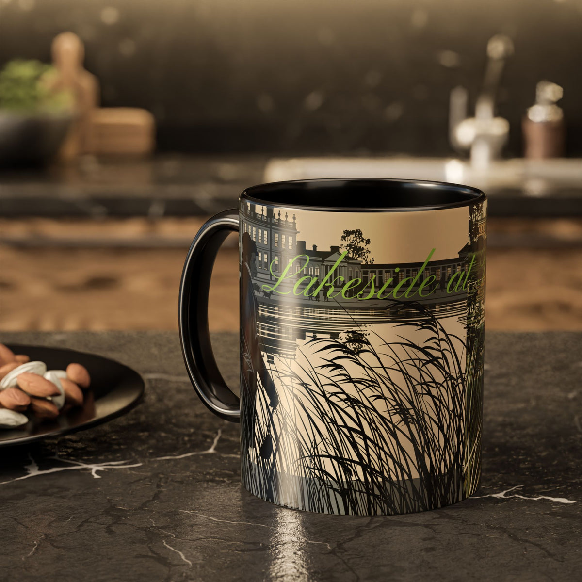 Strolling Lakeside with Mr. Darcy  —  Scenic Lakeside Vintage Gentleman Mug (11oz & 15oz)
