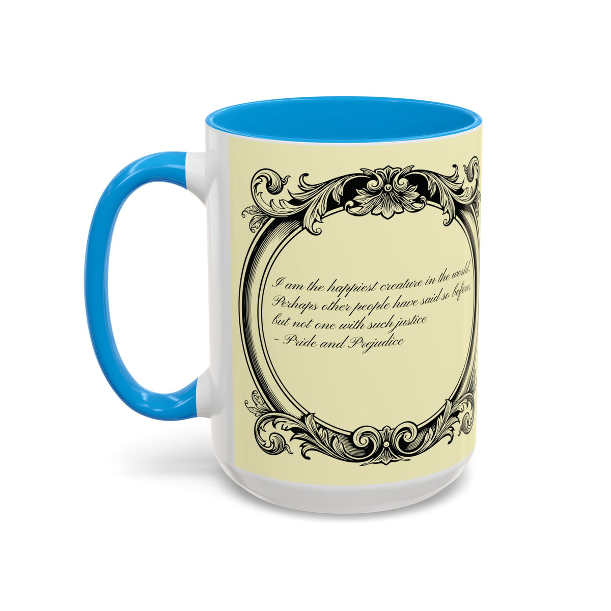 Pride & Prejudice Vintage Floral Mug — “Pride & Prejudice” Ceramic Book Lover Mug (11oz/15oz)