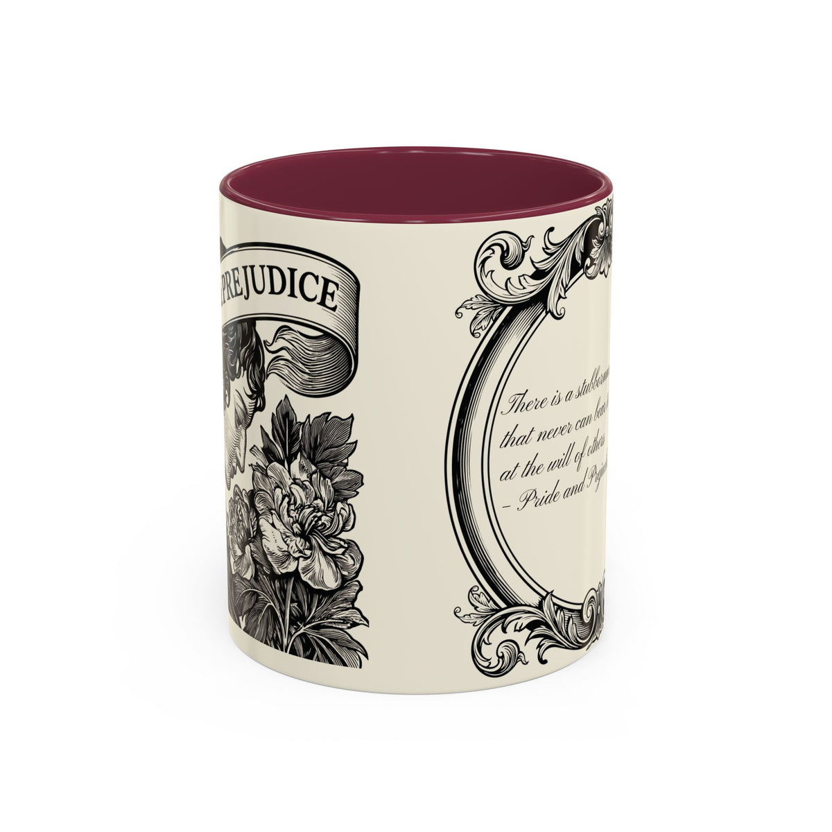 Quote from Pride & Prejudice Vintage Floral Mug — “Pride & Prejudice” Ceramic Book Lover Mug (11oz/15oz)