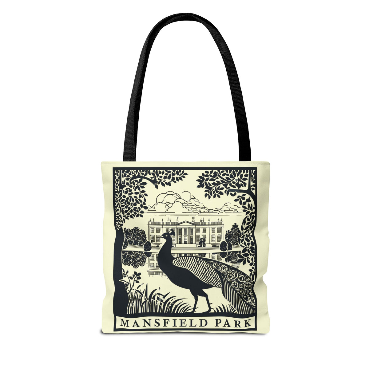 Mansfield Park Illustrated Tote — Vintage Estate Peacock Tote Bag