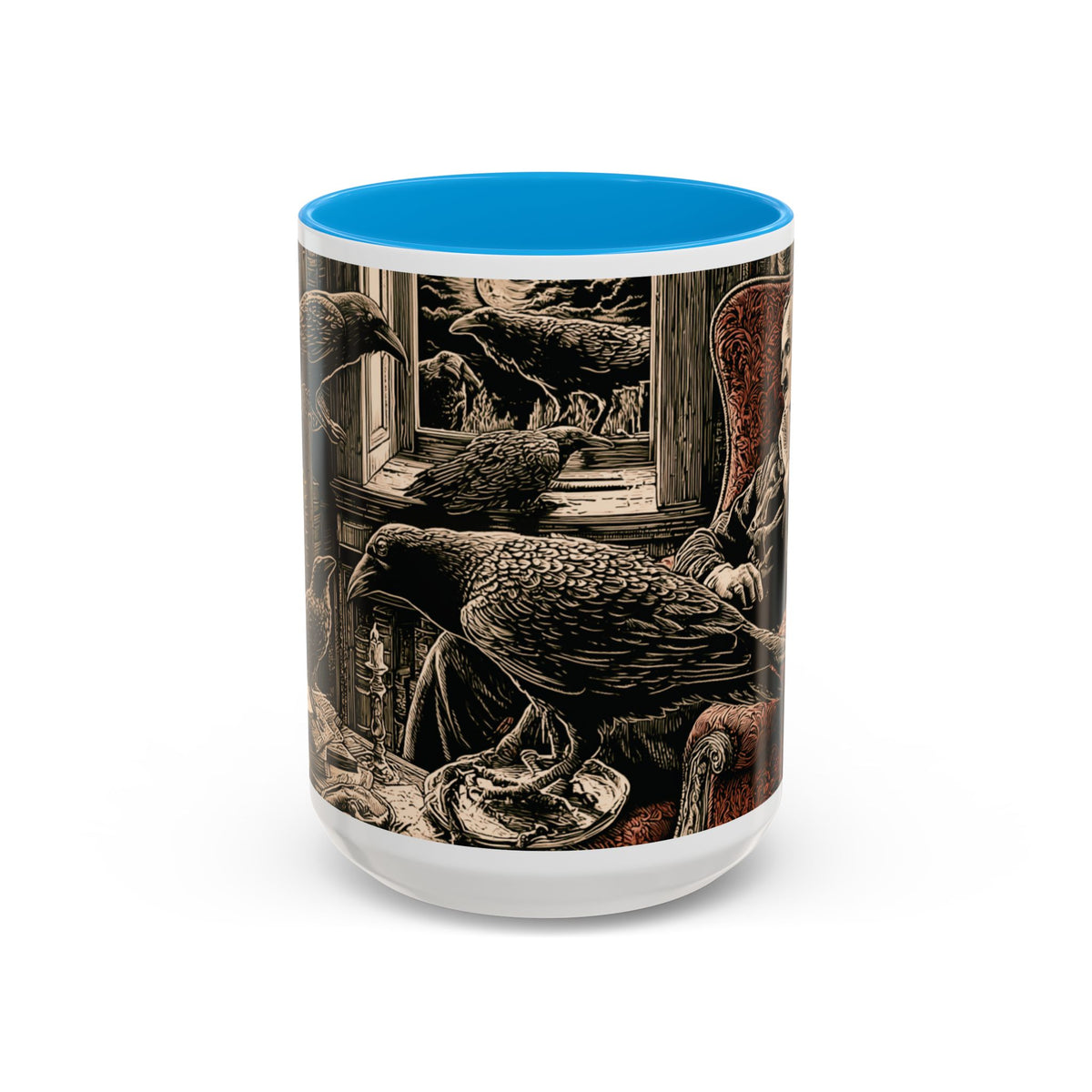 Edgar Allan Poe Raven Portrait Mug | Ceramic Coffee Cup