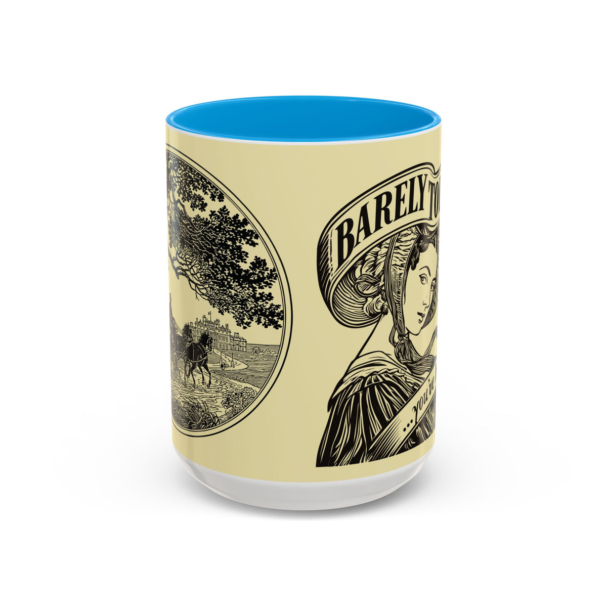 Vintage 'Barely Tolerable' Illustration Coffee Mug (11oz/15oz)