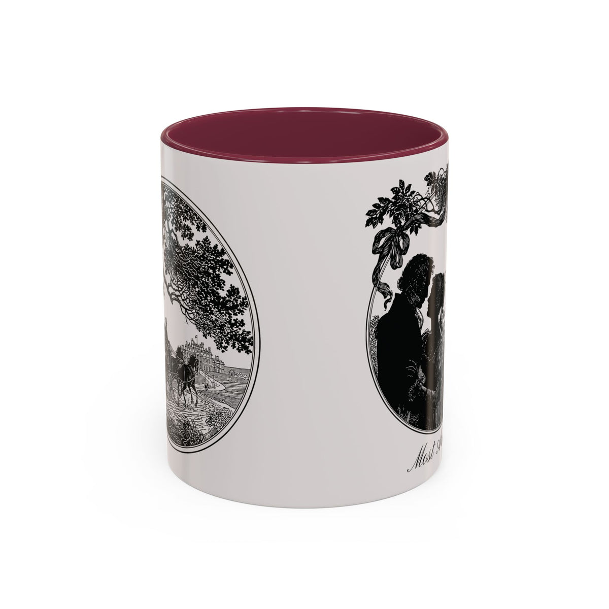 Romantic Vintage Silhouette Mug — "Most Ardently" Tea Coffee Cup (11oz/15oz)