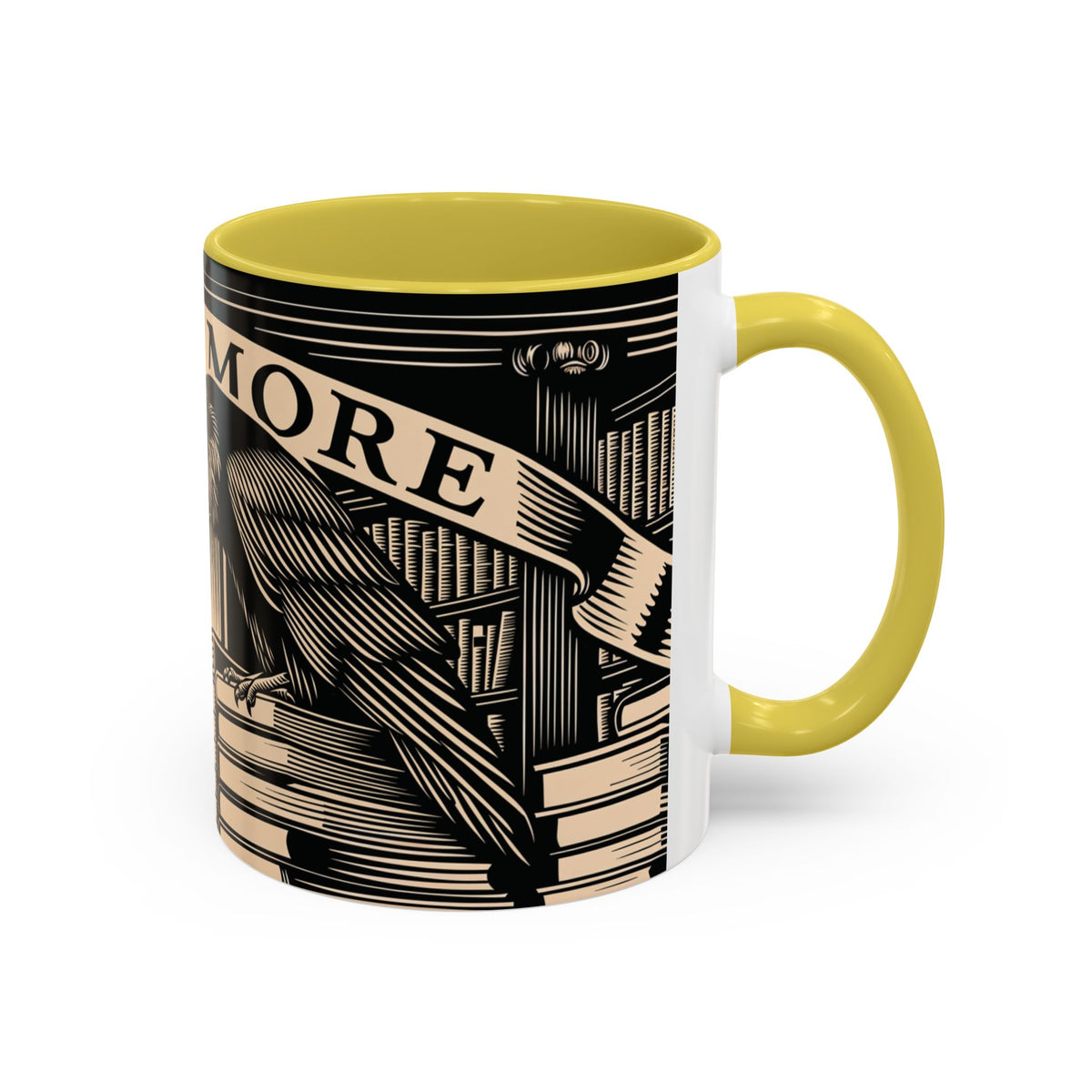 x Nevermore Raven woodcut illustration Mug | Edgar Allan Poe inspired
