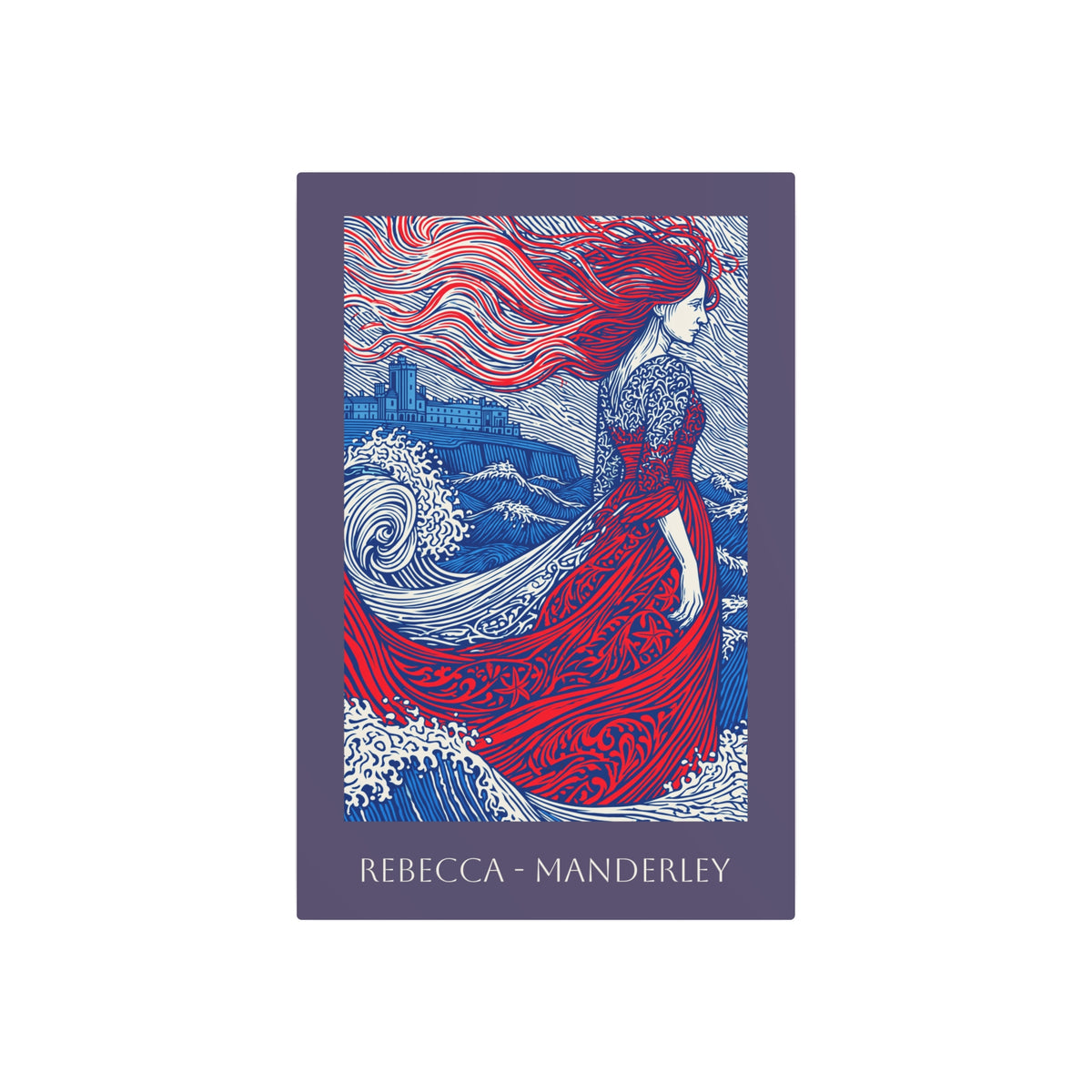 Rebecca at Manderley Metal Art Sign — Gothic Coastal Illustration Wall Plaque