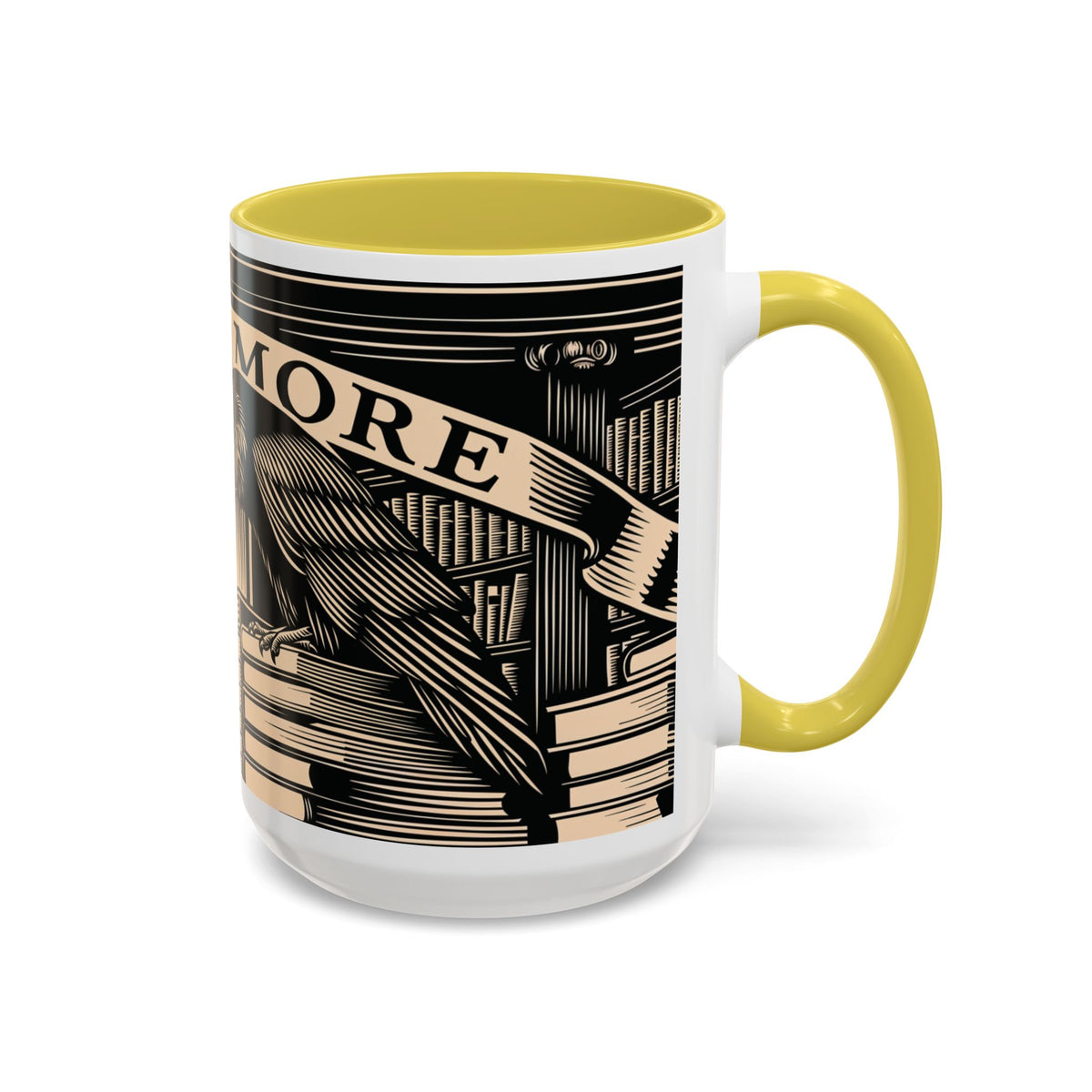 x Nevermore Raven woodcut illustration Mug | Edgar Allan Poe inspired