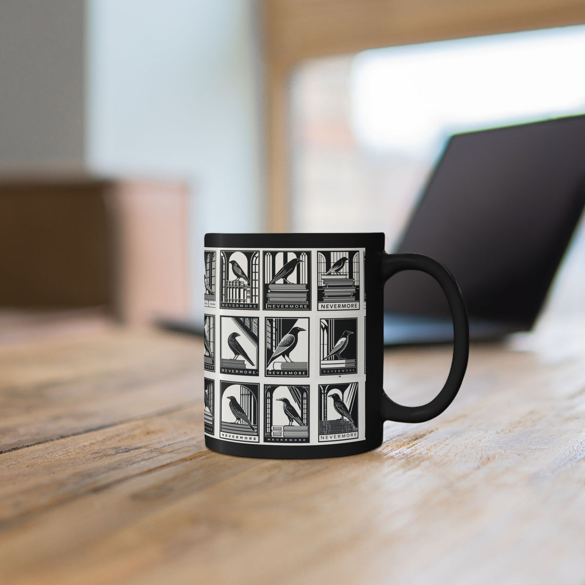 Nevermore Raven Tiles mug | Black Mug