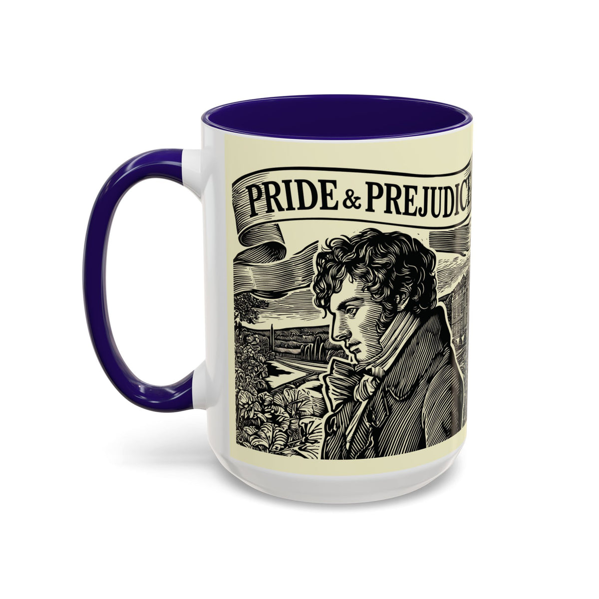 Pride and Prejudice Quote Mug — “Mr. Darcy at Pemberley” Vintage Jane Austen Coffee Cup (11oz/15oz)