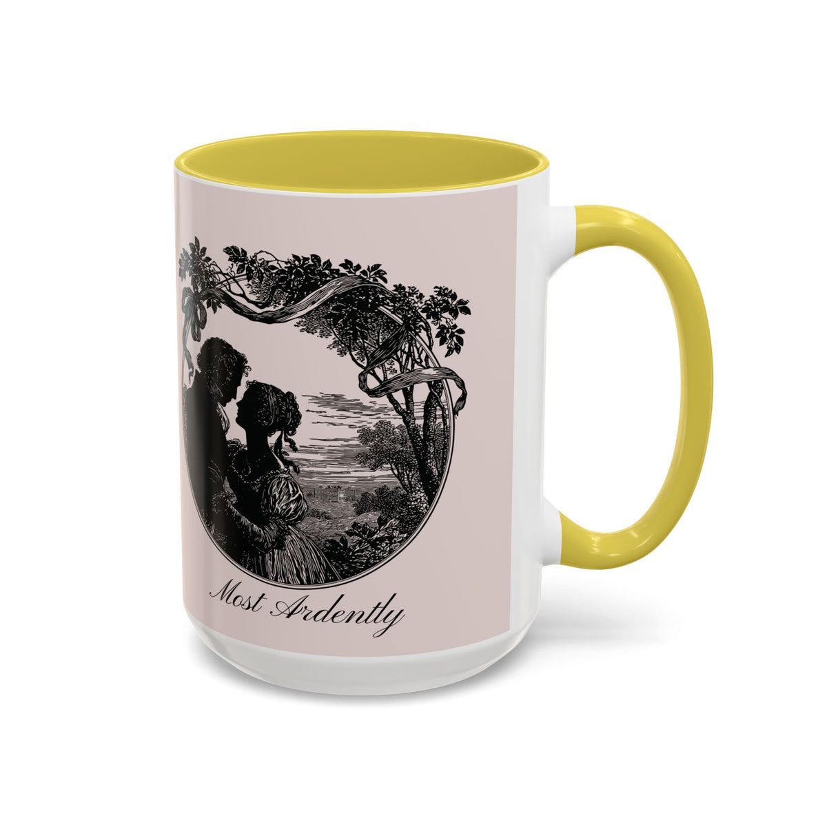 Romantic Vintage Silhouette Mug — "Most Ardently" Tea Coffee Cup (11oz/15oz)
