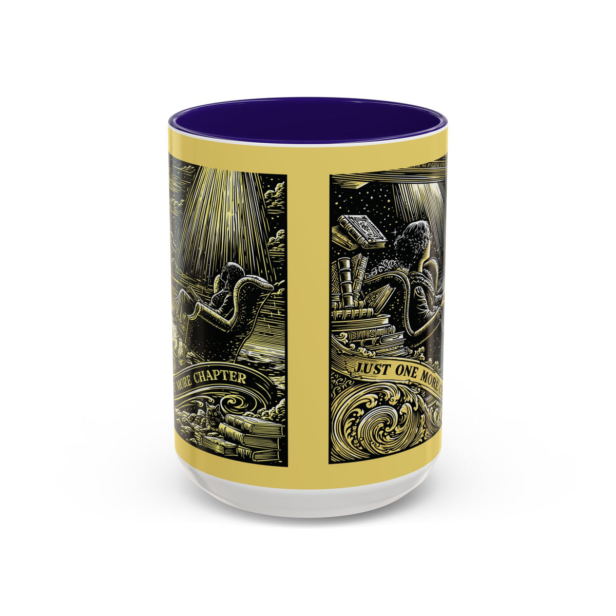 "Just One More Chapter" Under UFO Illustration Mug | Color Accent Coffee Cup
