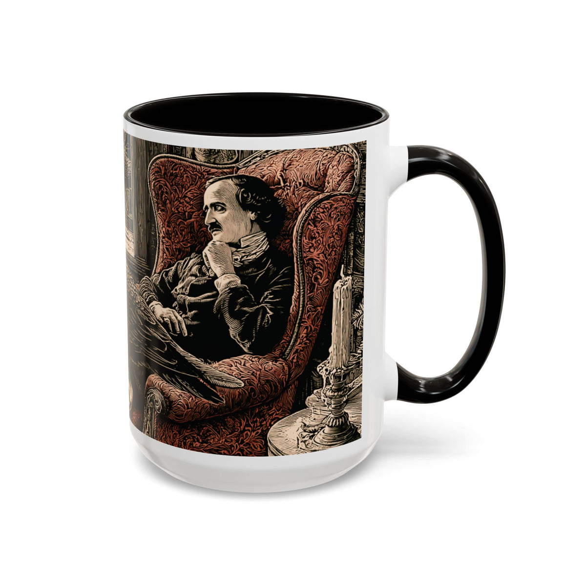 Edgar Allan Poe Raven Portrait Mug | Ceramic Coffee Cup