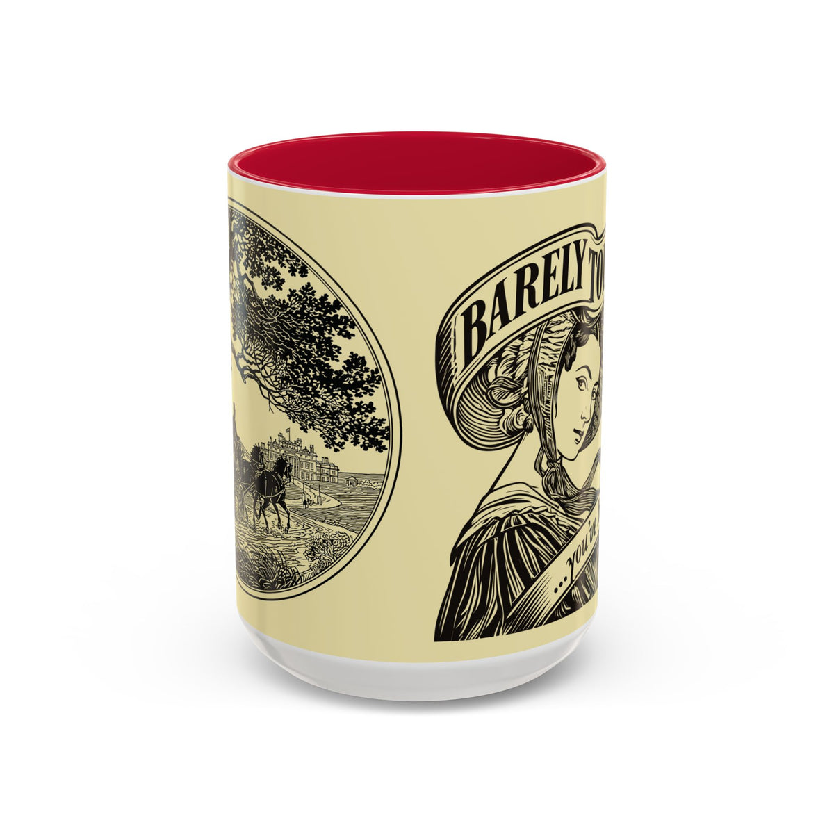 Vintage 'Barely Tolerable' Illustration Coffee Mug (11oz/15oz)
