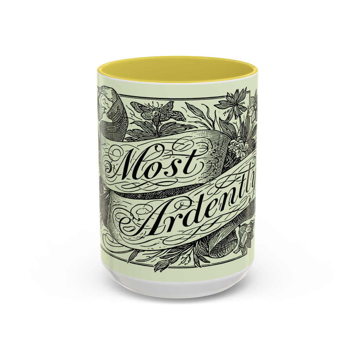 Most Ardently script banner floral Mug | Pink 11 or 15 oz.