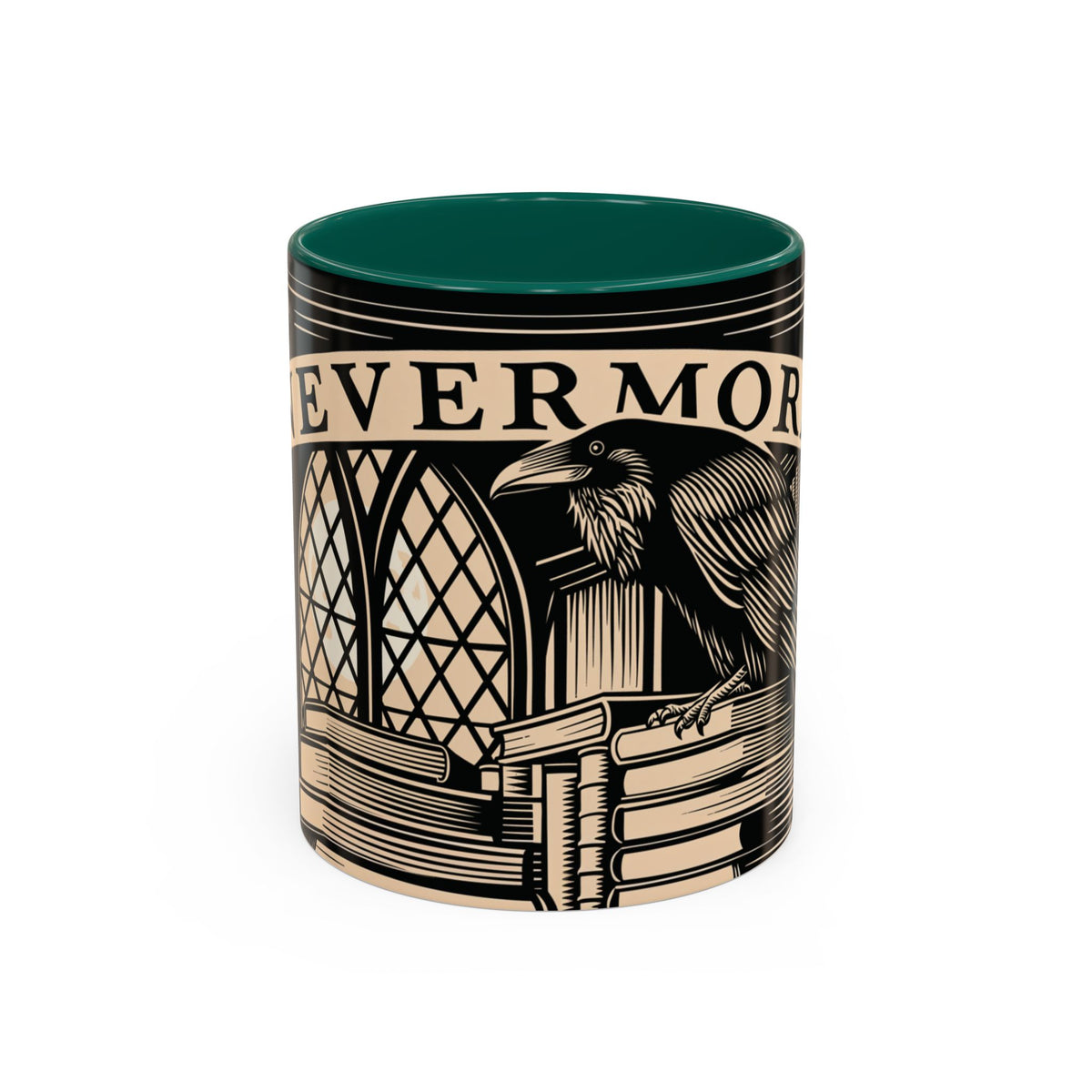 x Nevermore Raven woodcut illustration Mug | Edgar Allan Poe inspired
