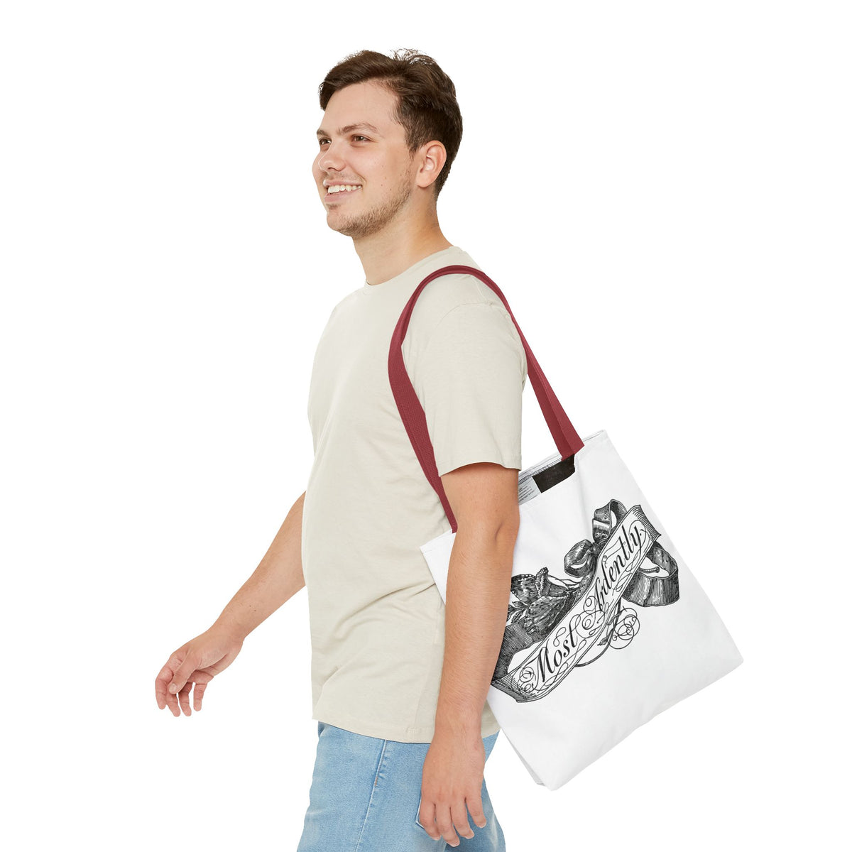 Regency Ribbon Banner Tote — Most Ardently