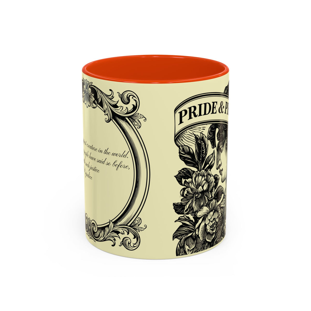 Pride & Prejudice Vintage Floral Mug — “Pride & Prejudice” Ceramic Book Lover Mug (11oz/15oz)
