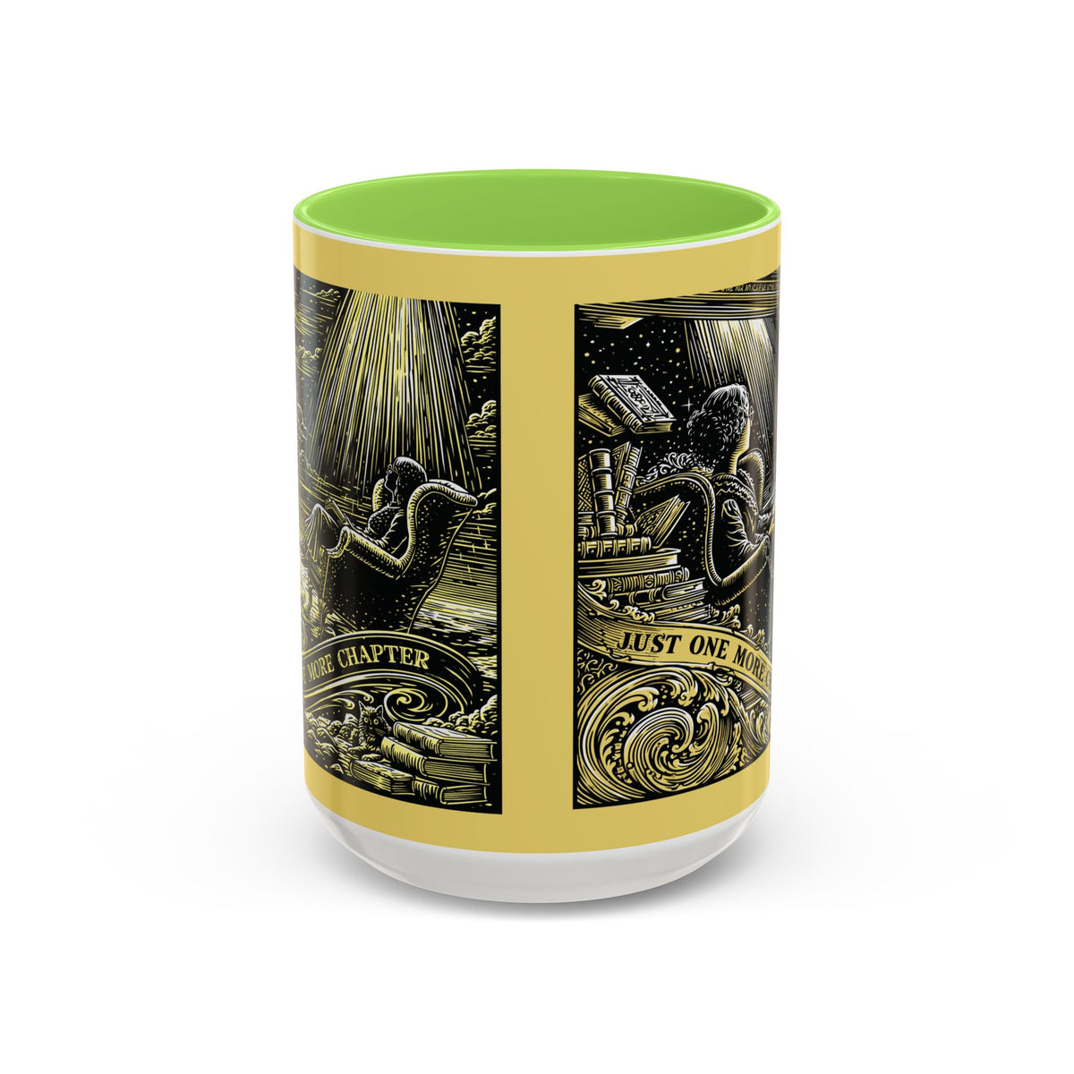 "Just One More Chapter" Under UFO Illustration Mug | Color Accent Coffee Cup