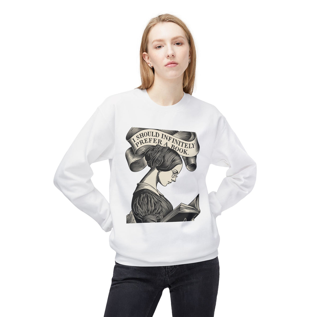 Book Lover Sweatshirt — "I Should Infinitely Prefer a Book" Vintage Reading Crewneck