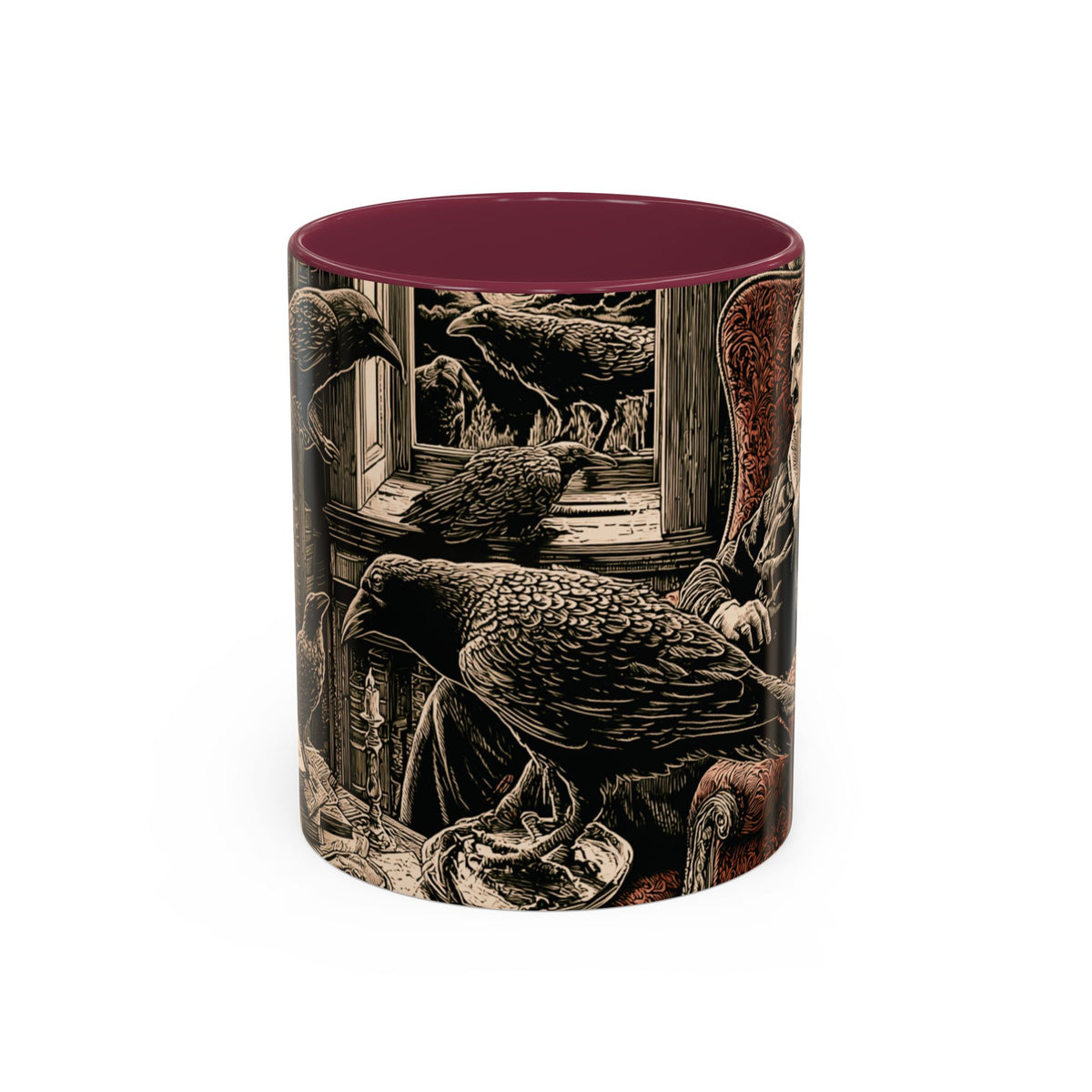 Edgar Allan Poe Raven Portrait Mug | Ceramic Coffee Cup