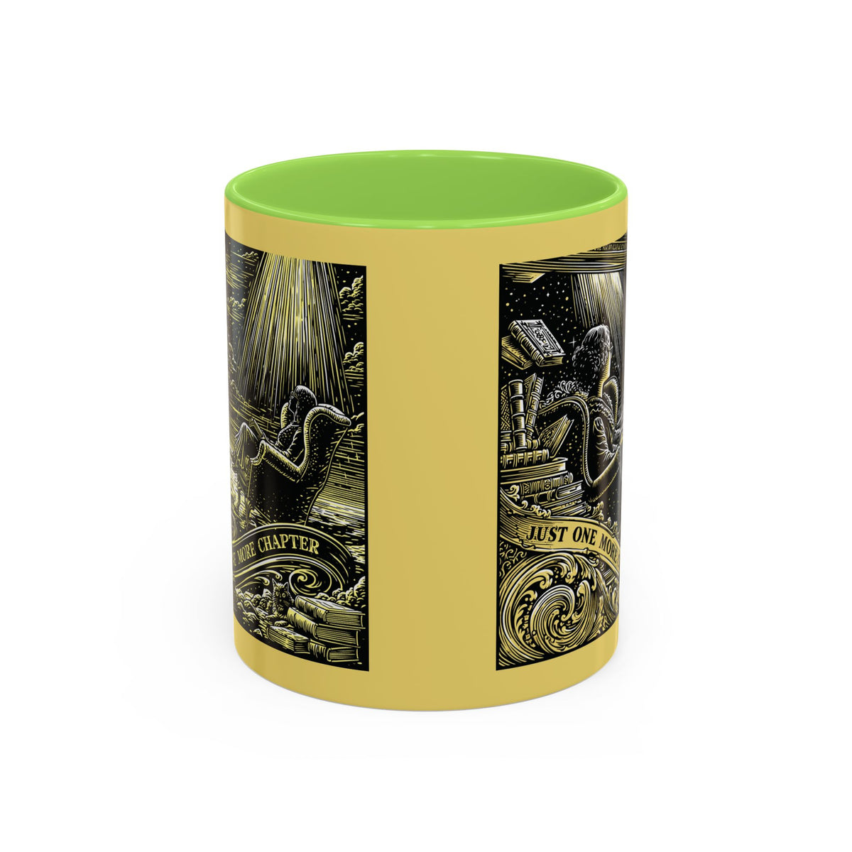 "Just One More Chapter" Under UFO Illustration Mug | Color Accent Coffee Cup