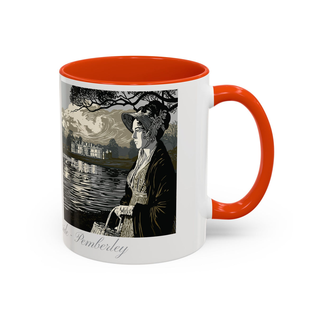 'Strolling Pemberley' Ceramic Coffee Cup — Vintage Regency Silhouette Mug