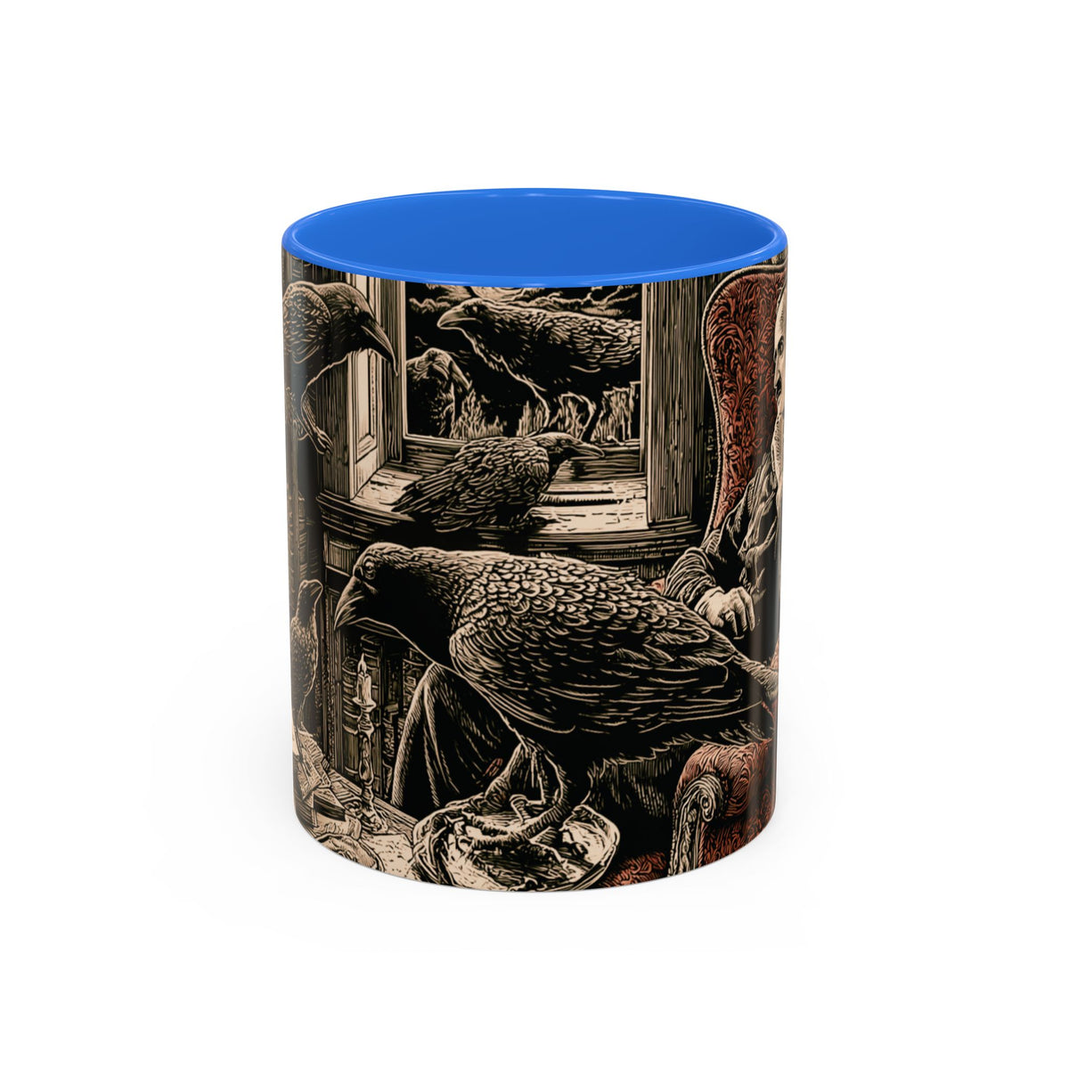 Edgar Allan Poe Raven Portrait Mug | Ceramic Coffee Cup