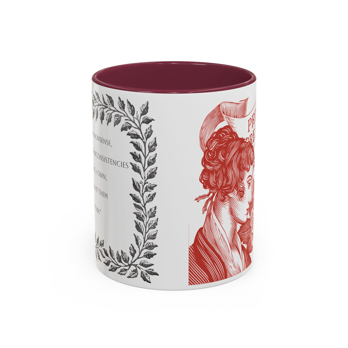 "...follies and nonsense" Elizabeth Bennet Quote  —  Pride & Prejudice Floral Mug (11oz/15oz)