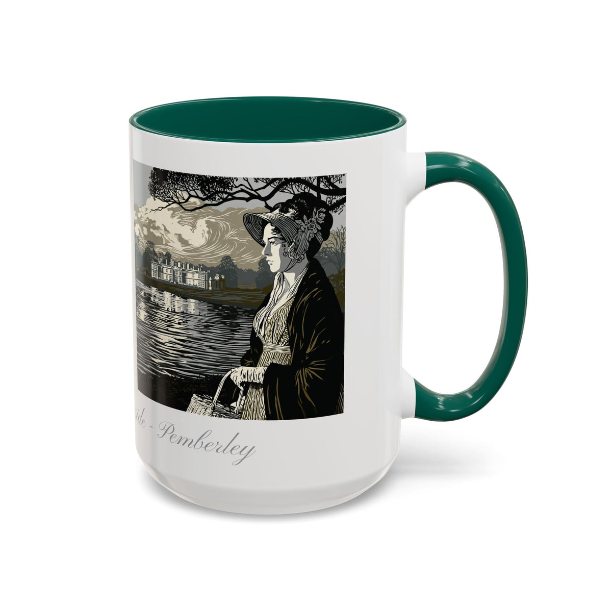 'Strolling Pemberley' Ceramic Coffee Cup — Vintage Regency Silhouette Mug