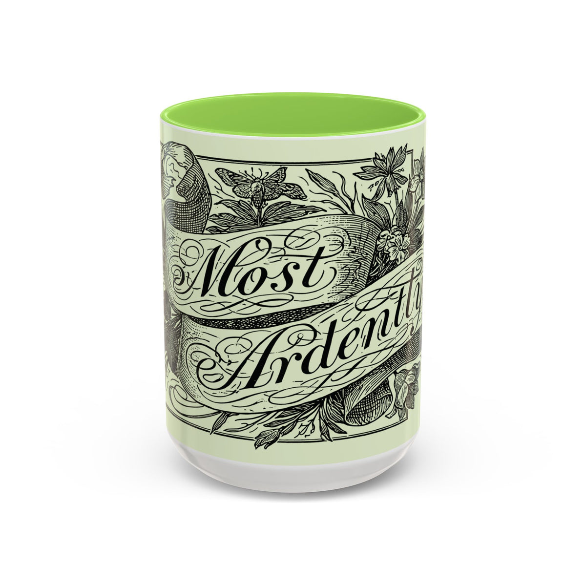 Most Ardently script banner floral Mug | Pink 11 or 15 oz.
