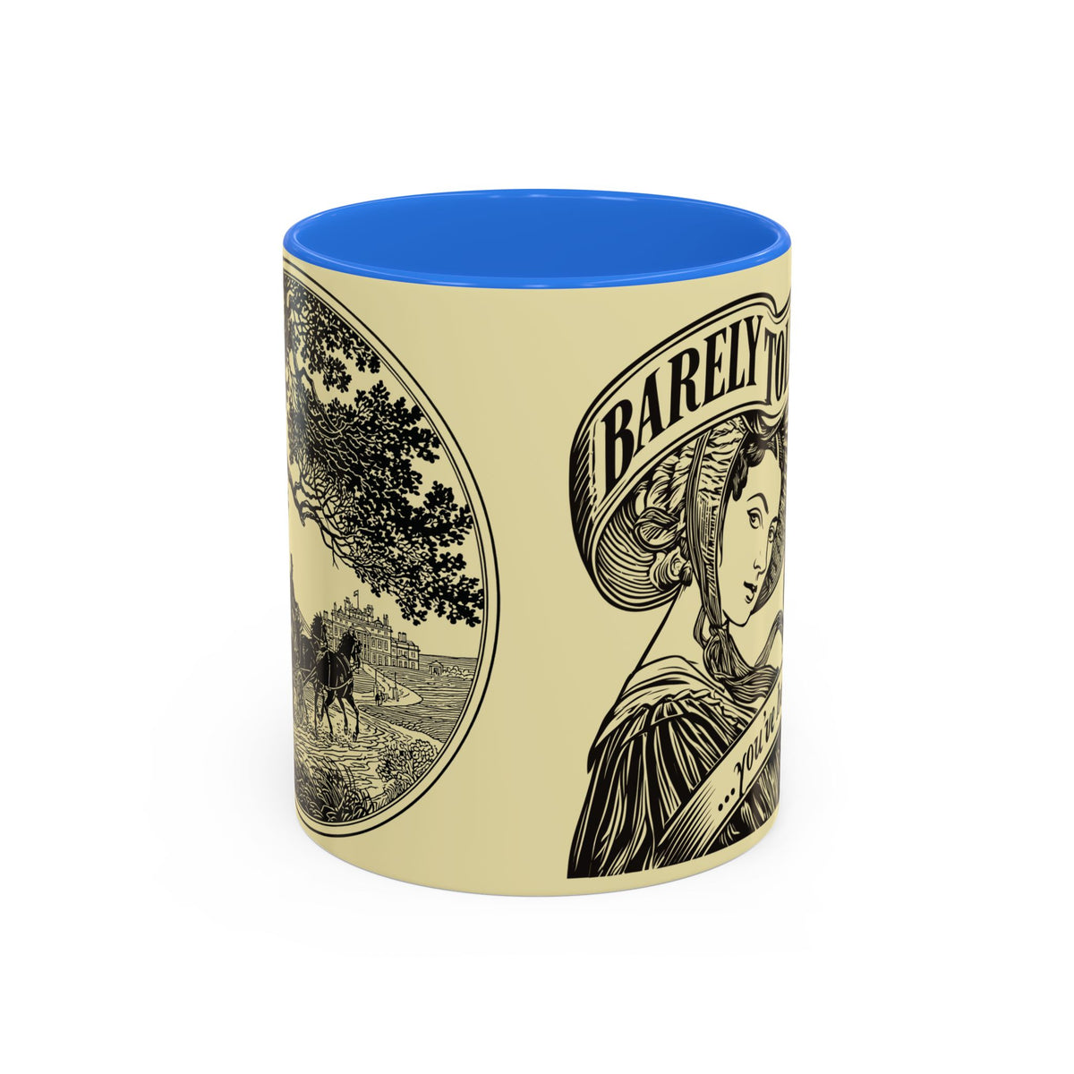 Vintage 'Barely Tolerable' Illustration Coffee Mug (11oz/15oz)