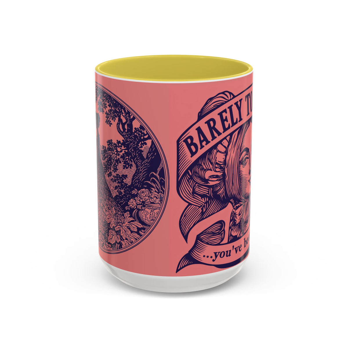 Barely Tolerable Vintage Portrait Mug — Funny Retro Coffee Cup (11oz/15oz)