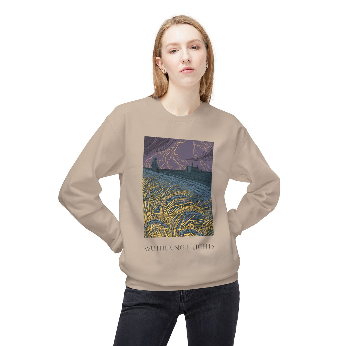 Wurthering Heights Crewneck Sweatshirt — Moorscape "I'd Marry the Storm Again"
