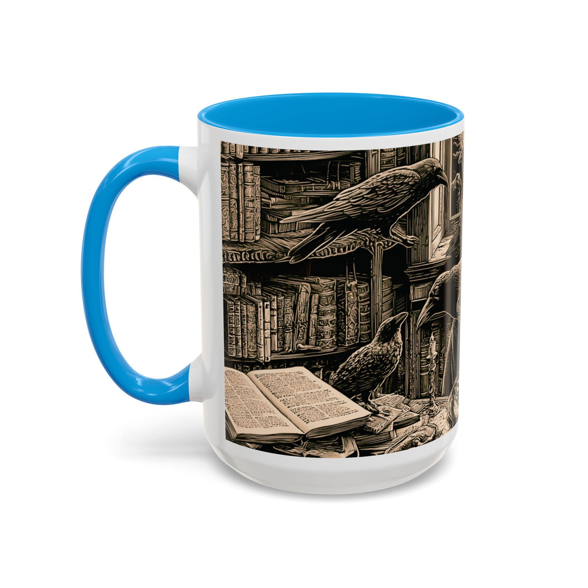 Edgar Allan Poe Raven Portrait Mug | Ceramic Coffee Cup