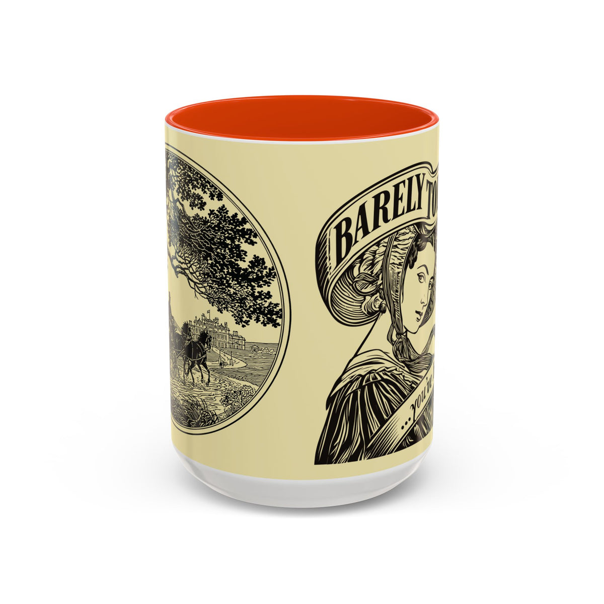 Vintage 'Barely Tolerable' Illustration Coffee Mug (11oz/15oz)