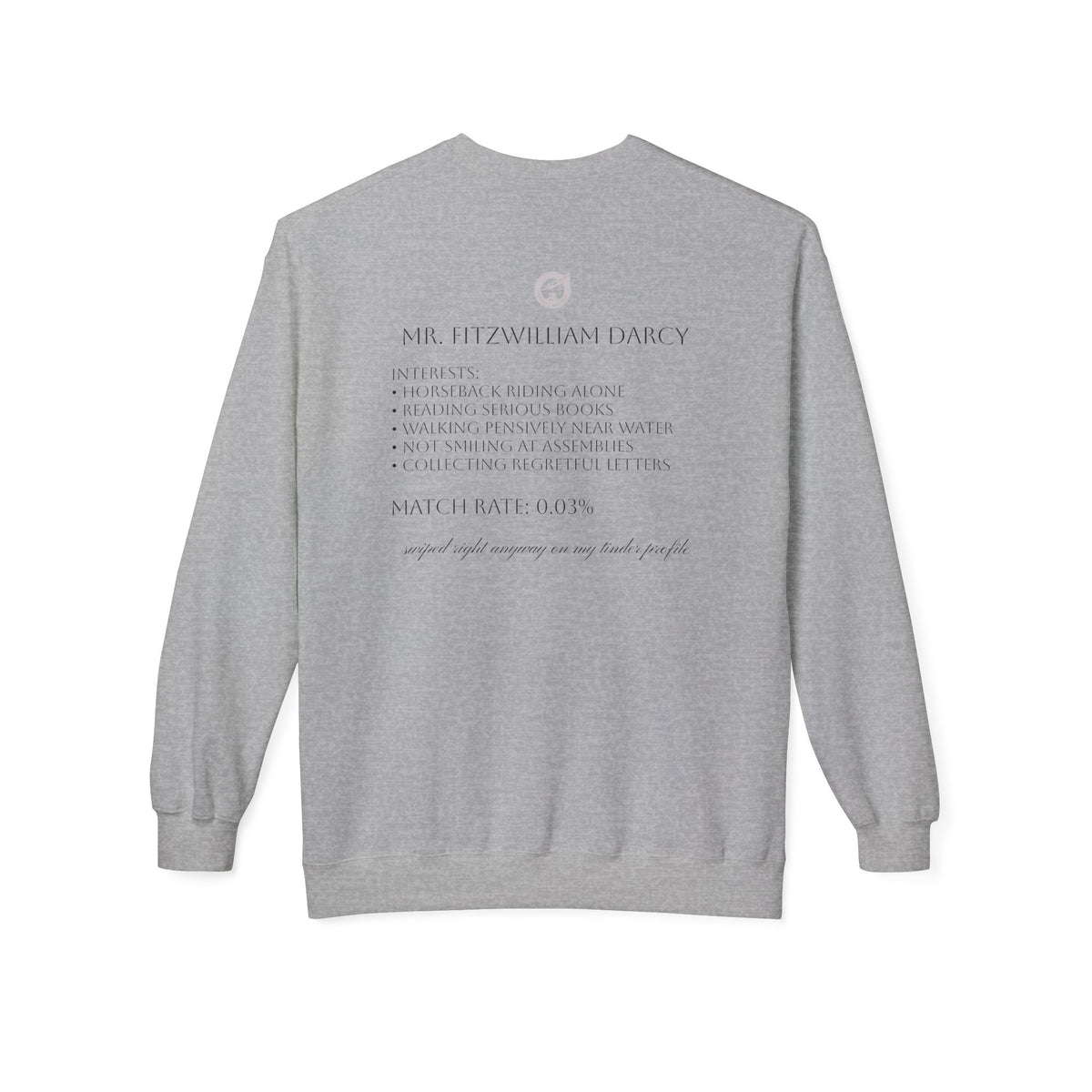 Mr. Darcy Crewneck Sweatshirt — "Mr. Darcy at Pemberley" Classic Jane Austen Sweatshirt