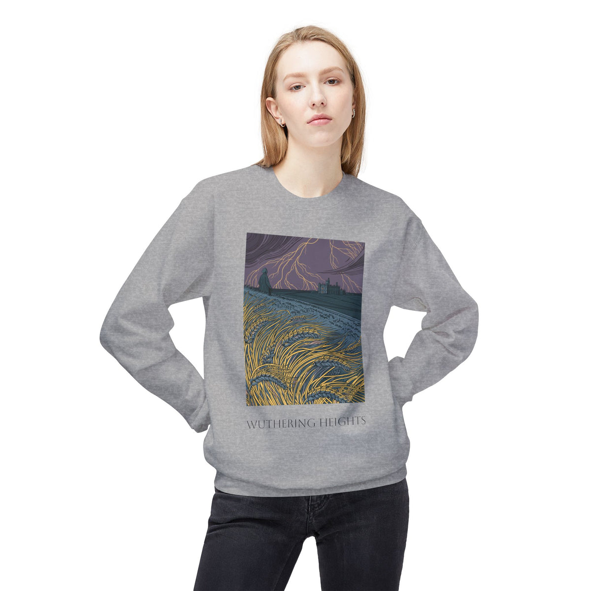 Wurthering Heights Crewneck Sweatshirt — Moorscape "I'd Marry the Storm Again"