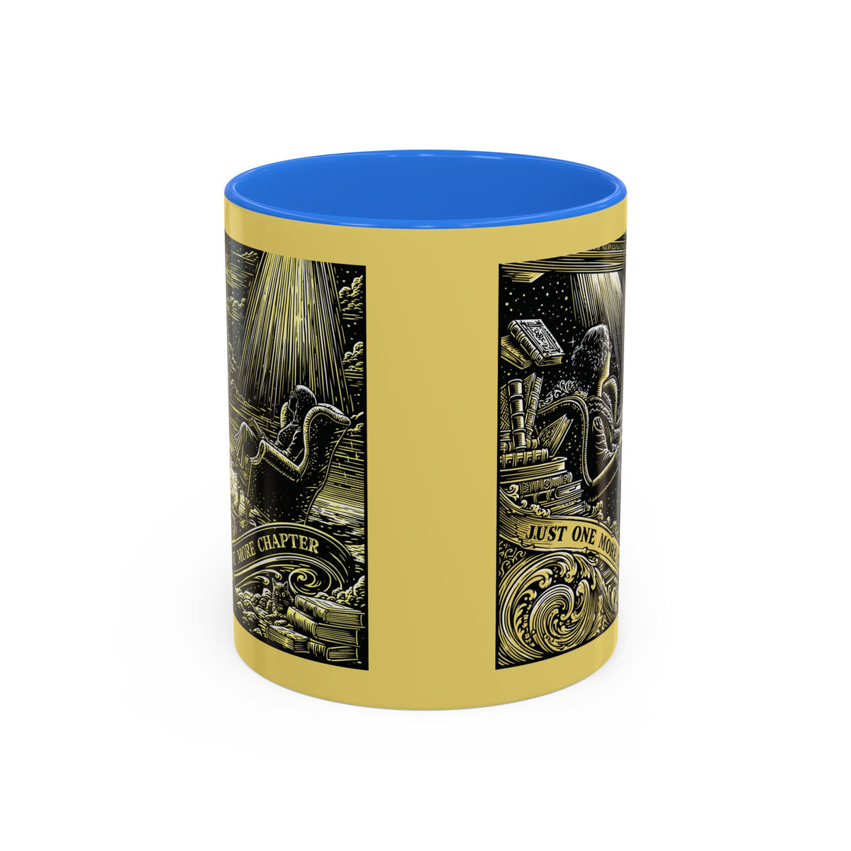 "Just One More Chapter" Under UFO Illustration Mug | Color Accent Coffee Cup