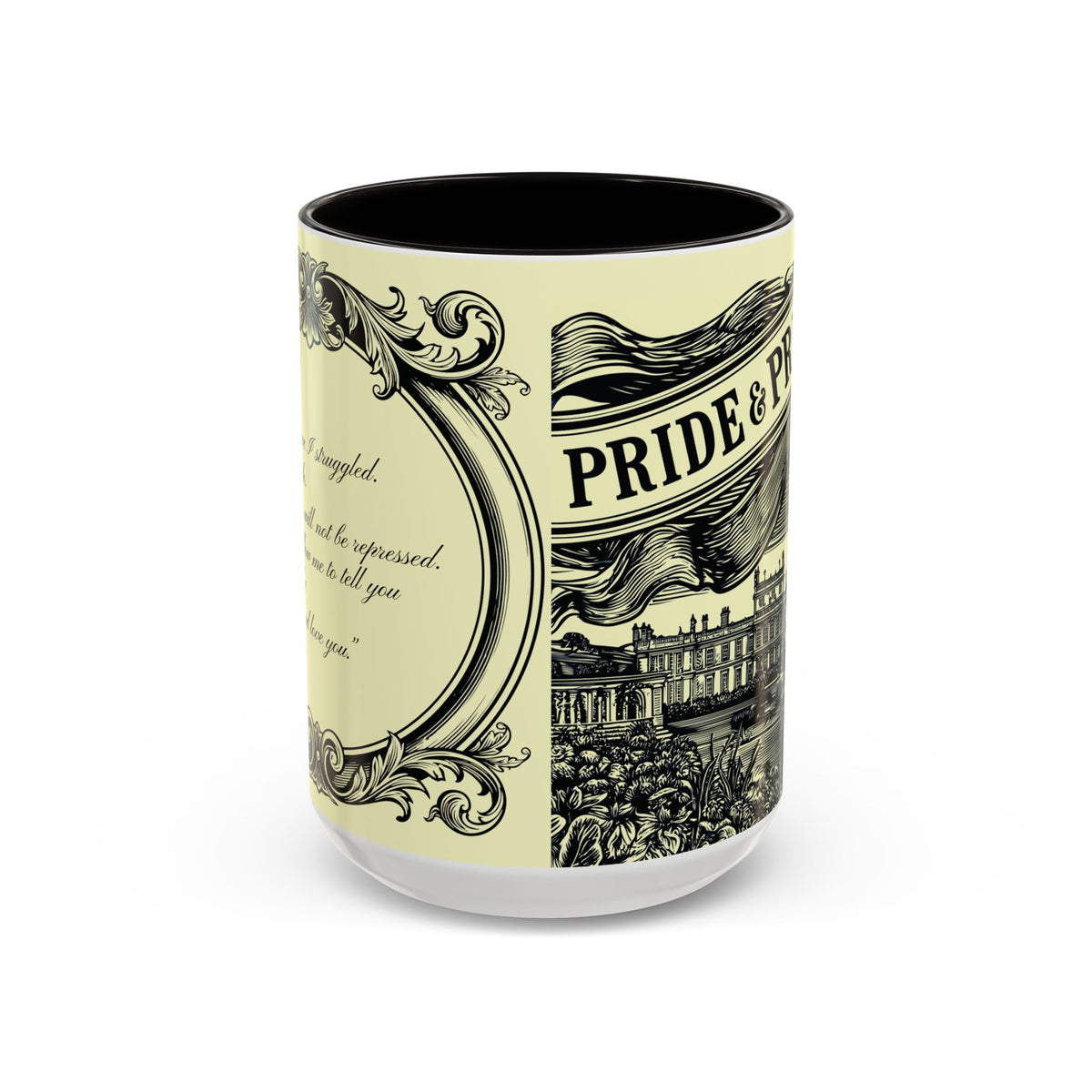 Pride & Prejudice Vintage Illustration Ceramic Mug — Mr. Darcy at Pemberley with Quote (11oz/15oz)