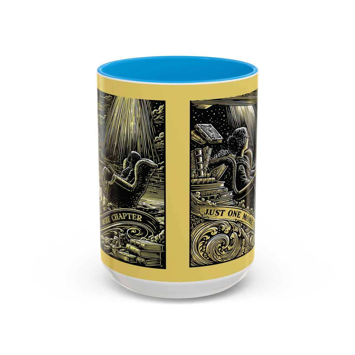 "Just One More Chapter" Under UFO Illustration Mug | Color Accent Coffee Cup