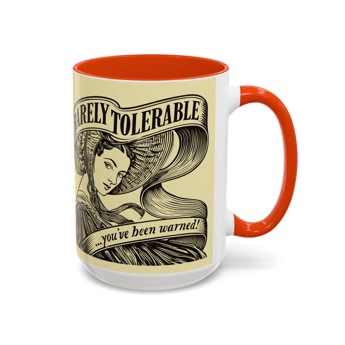 Vintage 'Barely Tolerable' Illustration Coffee Mug (11oz/15oz)