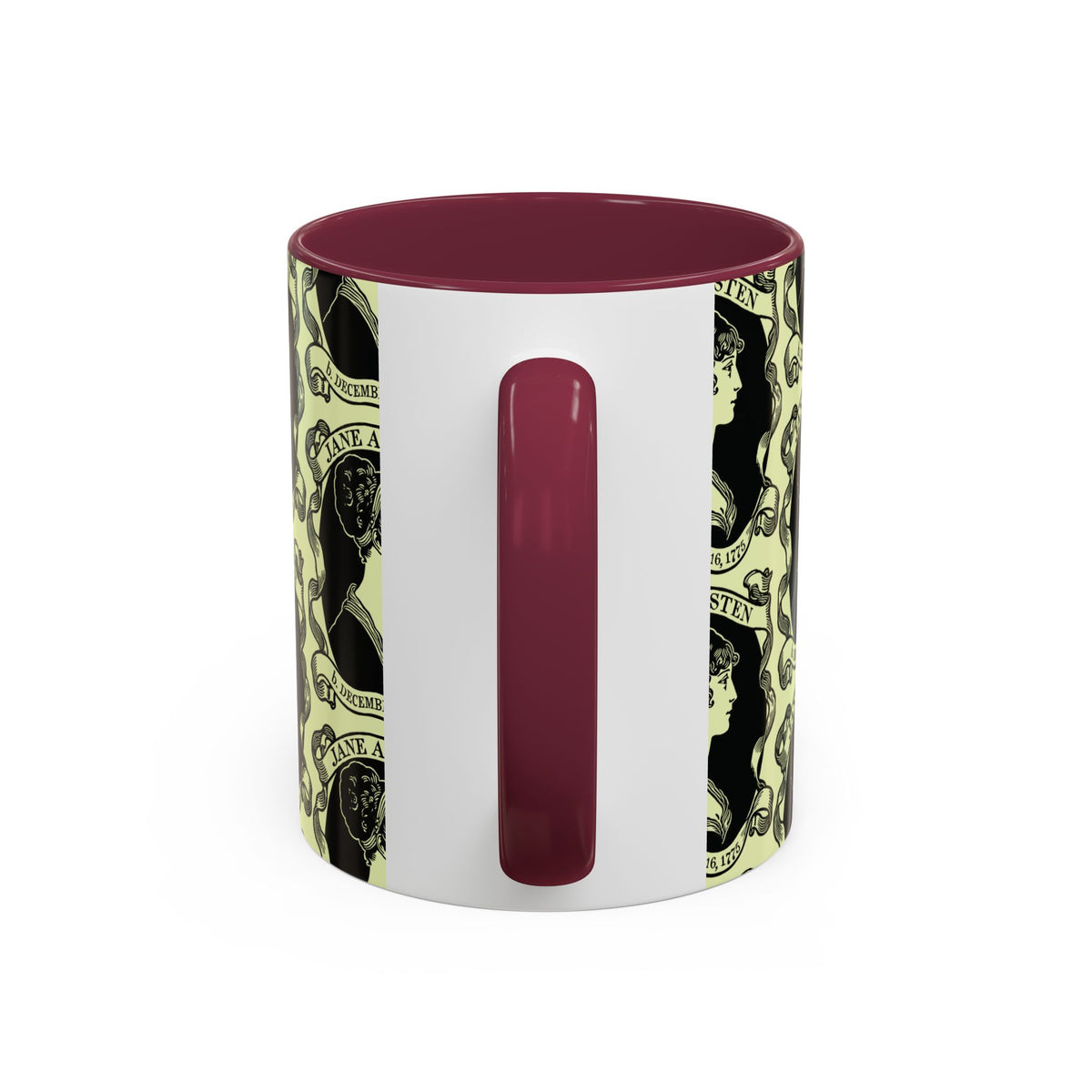 Jane Austen Cameo Pattern Coffee Mug — Literary Tea & Coffee Cup (11oz/15oz)