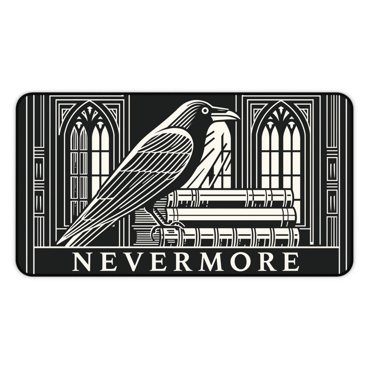 Nevermore Raven Illustration Desk Mat | Gothic Poe Library Design