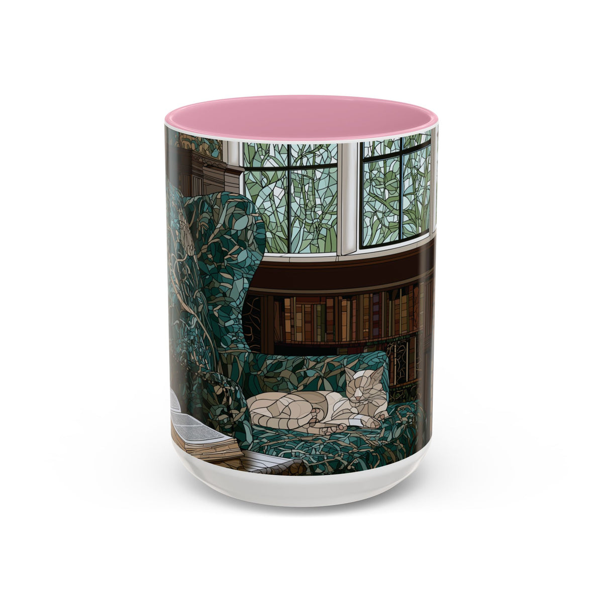 Cozy Reading Nook Cat Mug | Ceramic Coffee Cup 11oz 15oz