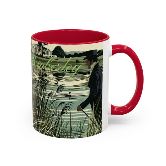Strolling Lakeside with Mr. Darcy  —  Scenic Lakeside Vintage Gentleman Mug (11oz & 15oz)