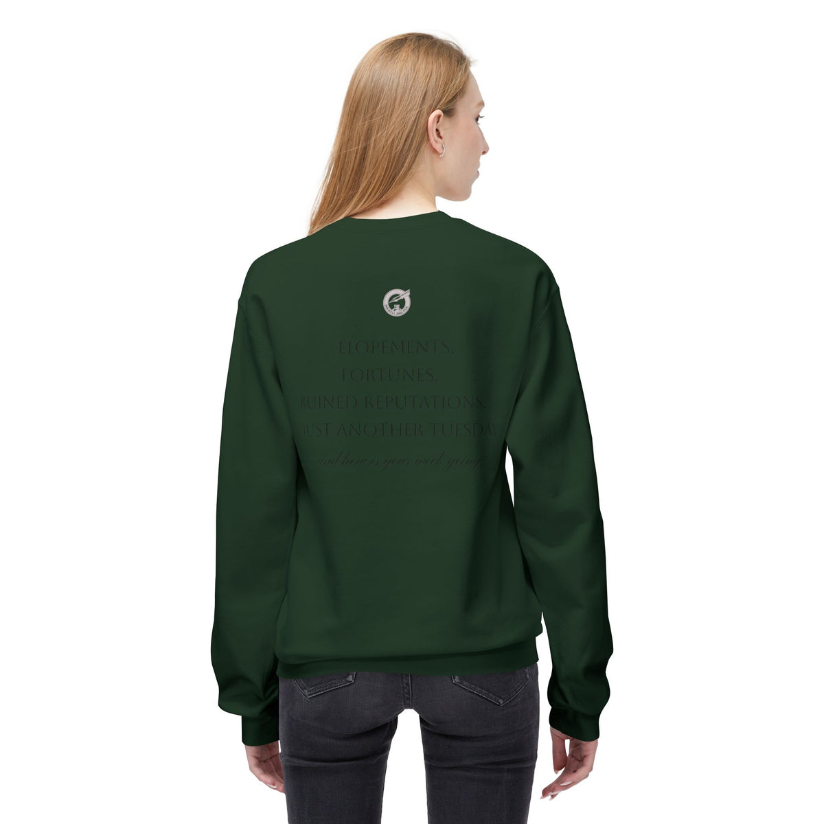 Regency Drama Crewneck Sweatshirt — "Rife With Regency Drama" Vintage Floral Graphic