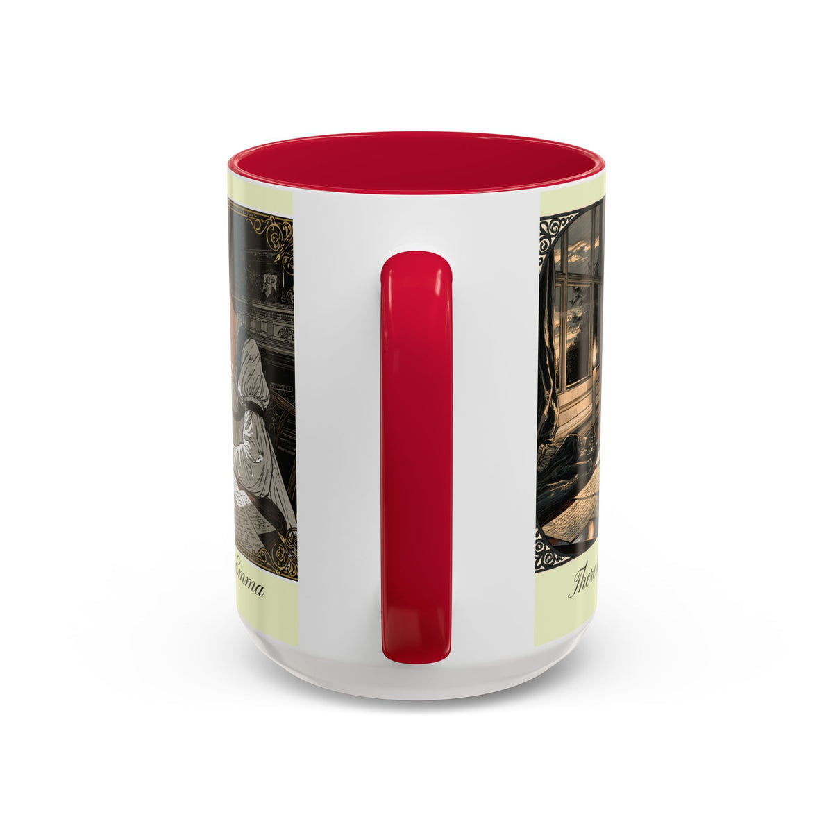 Regency Tea Quote Mug — 'Young Jane Austen Writing at Her Desk' Ceramic Coffee & Tea Cup (11oz/15oz)