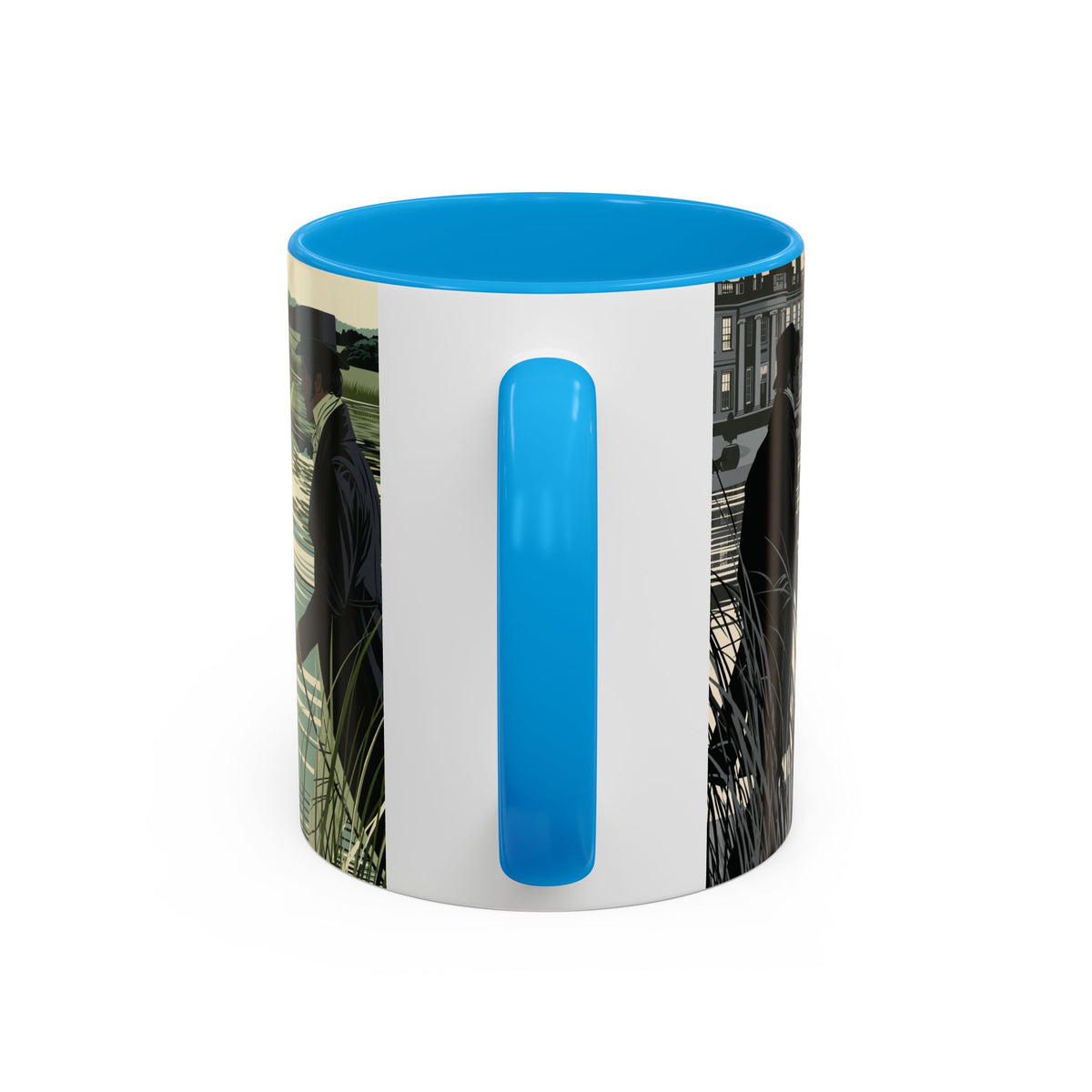 Strolling Lakeside with Mr. Darcy  —  Scenic Lakeside Vintage Gentleman Mug (11oz & 15oz)