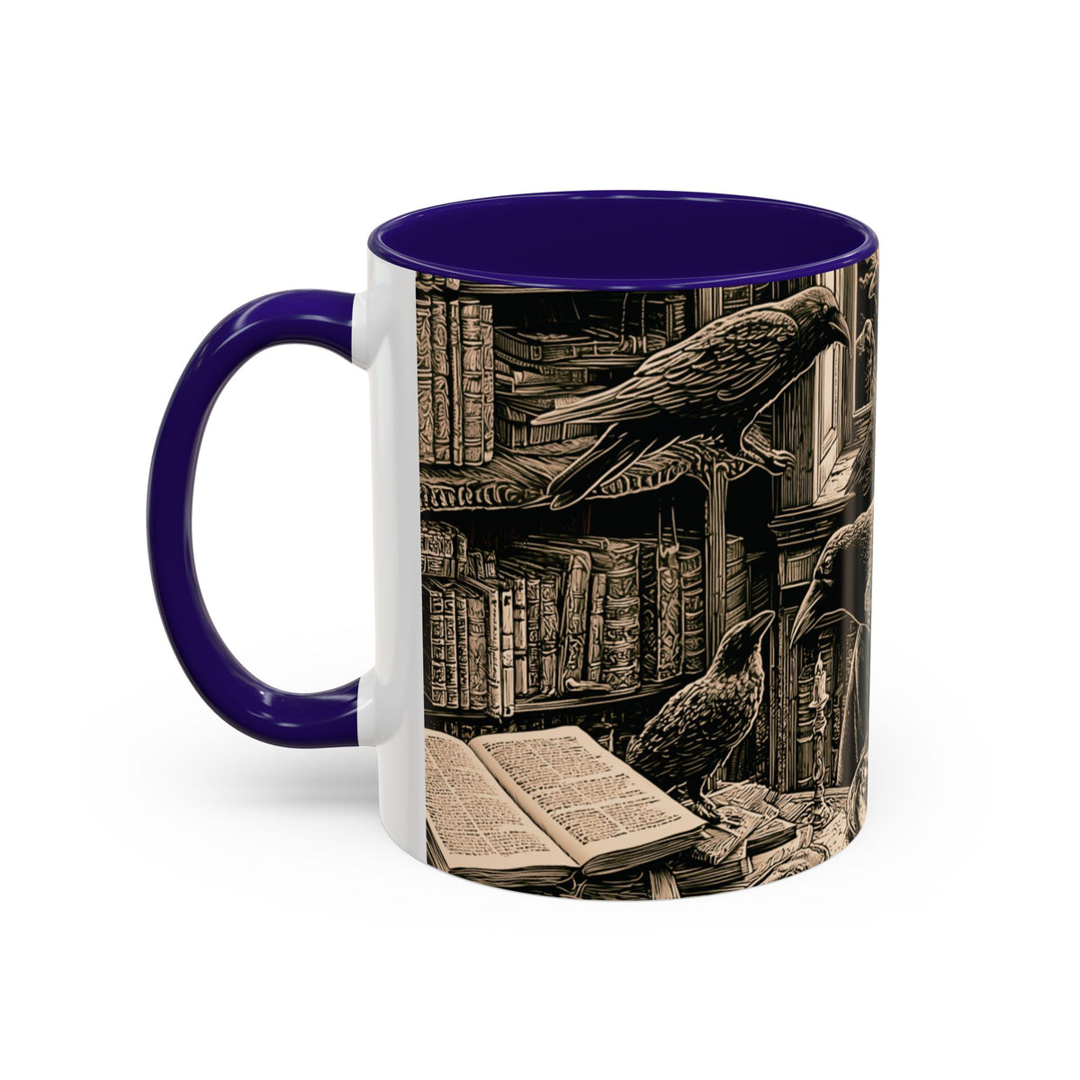 Edgar Allan Poe Raven Portrait Mug | Ceramic Coffee Cup