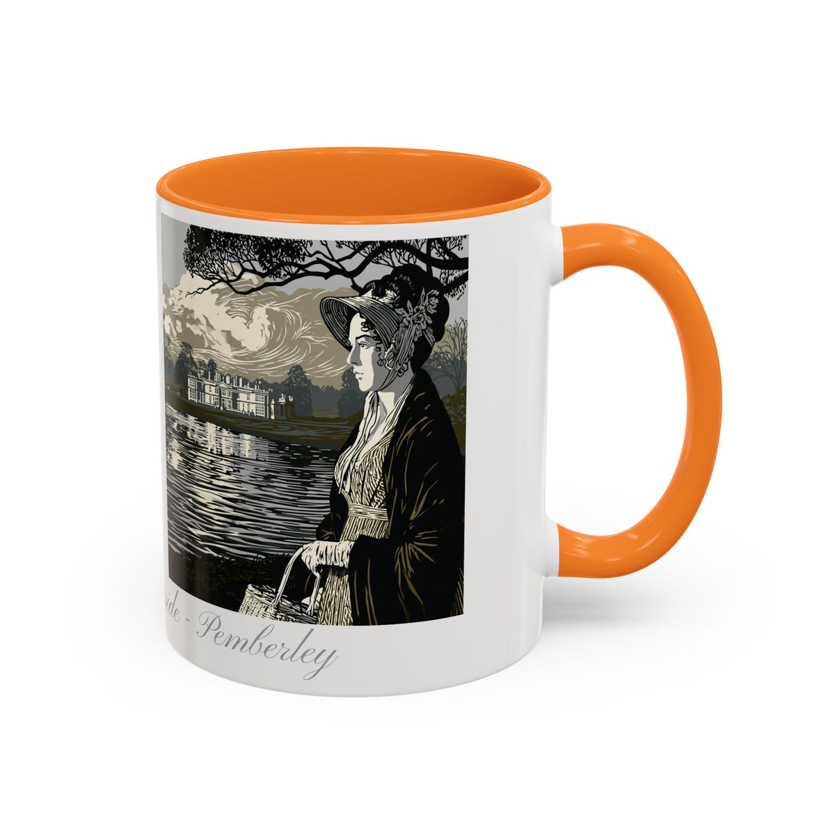 'Strolling Pemberley' Ceramic Coffee Cup — Vintage Regency Silhouette Mug