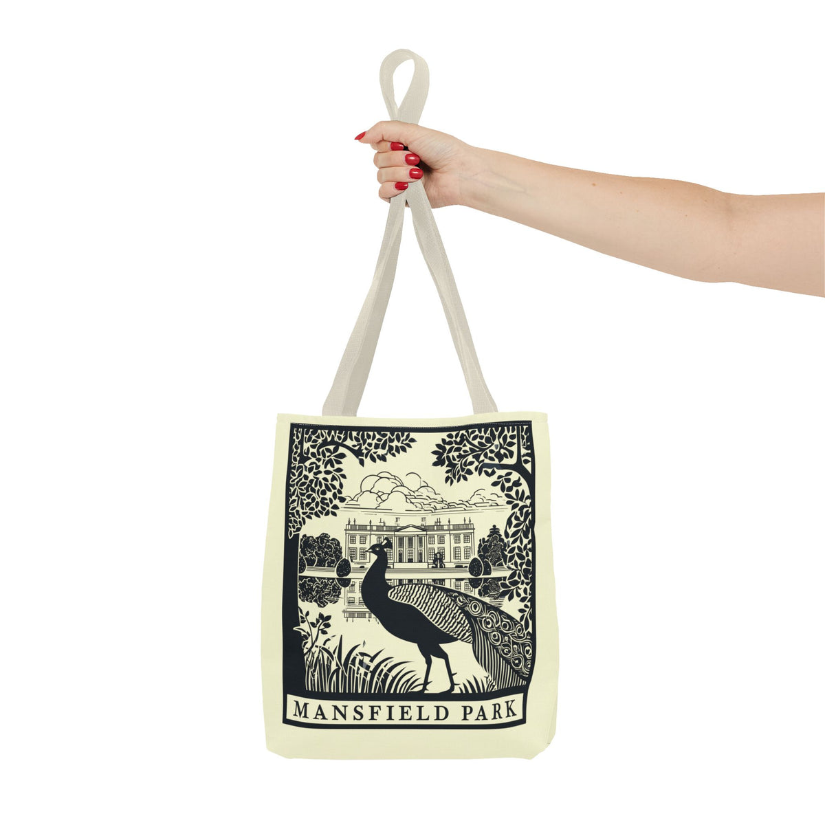 Mansfield Park Illustrated Tote — Vintage Estate Peacock Tote Bag